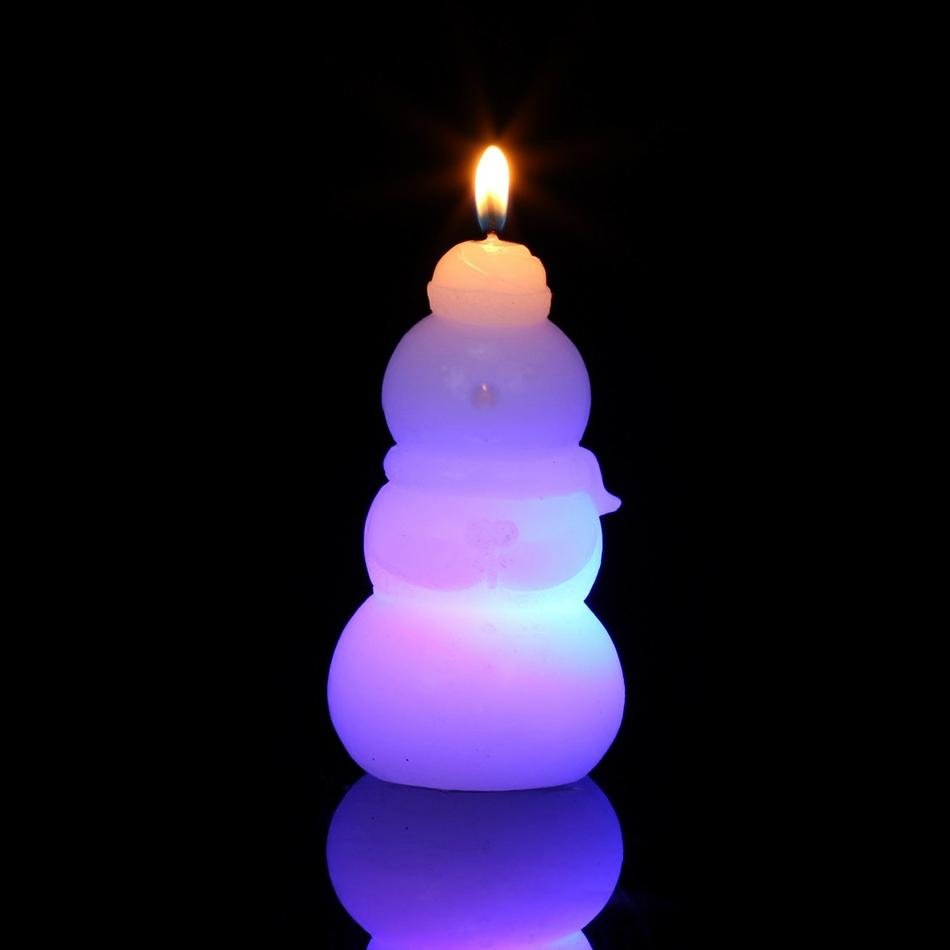 Christmas Snowman battery operated Color-changing LED Candle 5