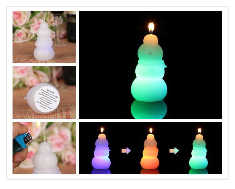 Christmas Snowman battery operated Color-changing LED Candle 4