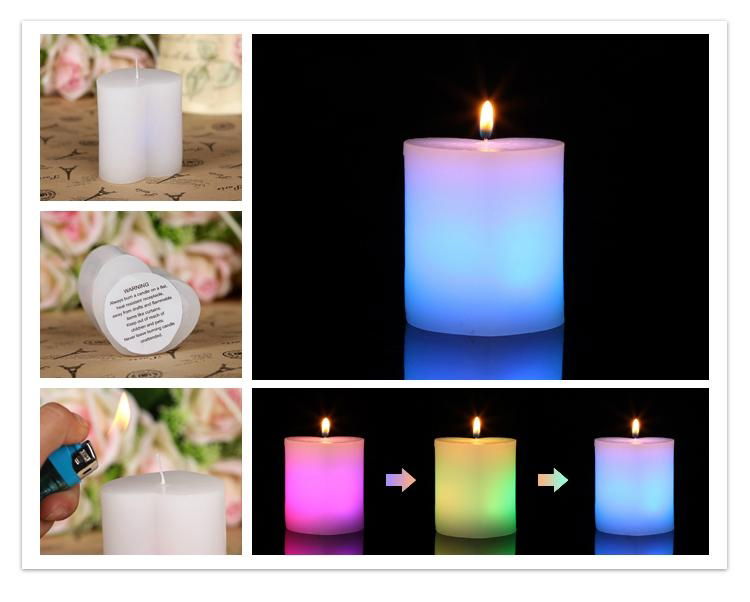 Romantic Valentine's Day Pillar heart Shape Color changing  LED candles 3