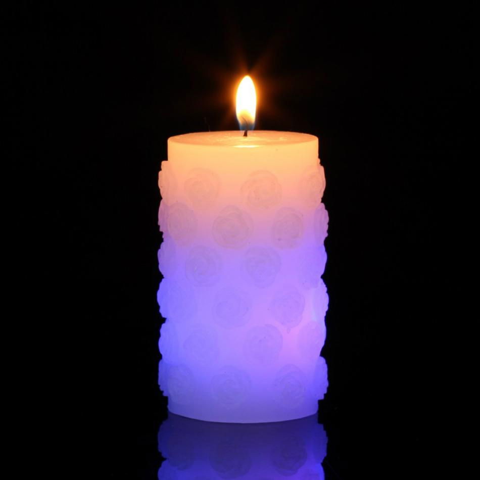 Valentine's Day Rose Pillar Color-changing LED candles 4