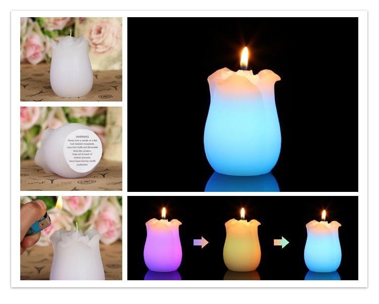 color-changing Valentine's Day Tulip  LED candles 3