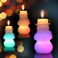 Christmas Snowman battery operated Color-changing LED Candle