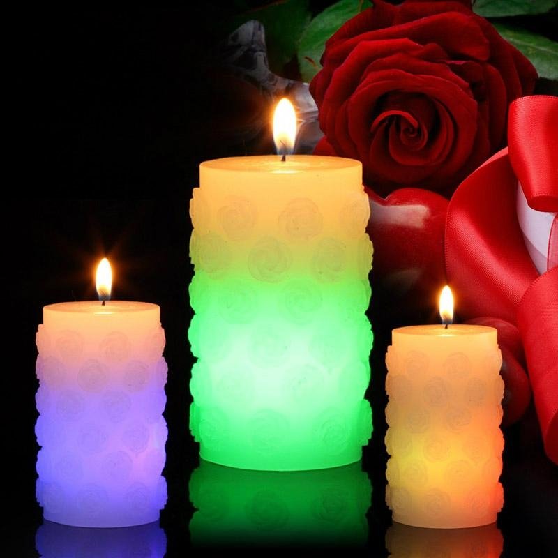 Valentine's Day Rose Pillar Color-changing LED candles