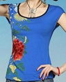 2014 female short sleeved t shirt Slim embroidered ladies shirt