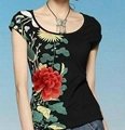 2014 female short sleeved t shirt Slim embroidered ladies shirt 3