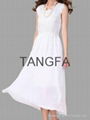 Popular new women lace embroidered chiffon dress pleated skirts 3