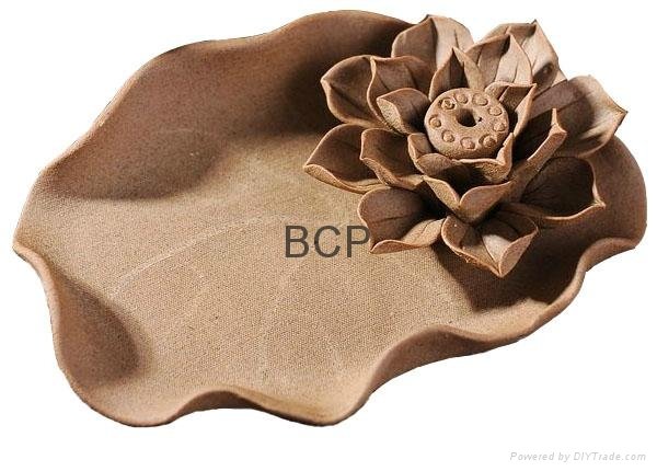 Handicraft home decor lotus pottery ashtray incense holder