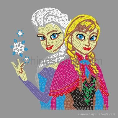 Frozen Anna Elsa  Rhinestone transfers Motif For Tshirts 