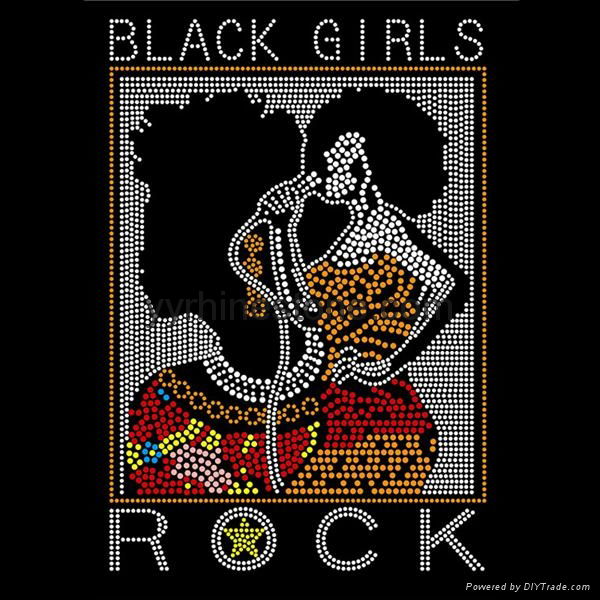 Black Girls Rock Hotfix Motif Rhinestone Transfer