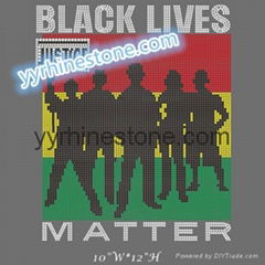 Black lives matter hotfix rhinestone transfer 