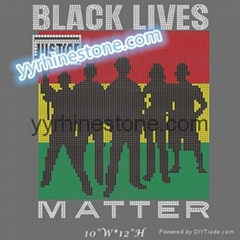 Black lives matter hotfix rhinestone transfer