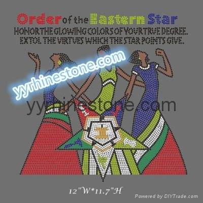 OES Eastern star hotfix rhinestone transfer 2