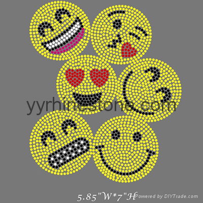 Smile Smiley Face Emoji rhinestone transfers 