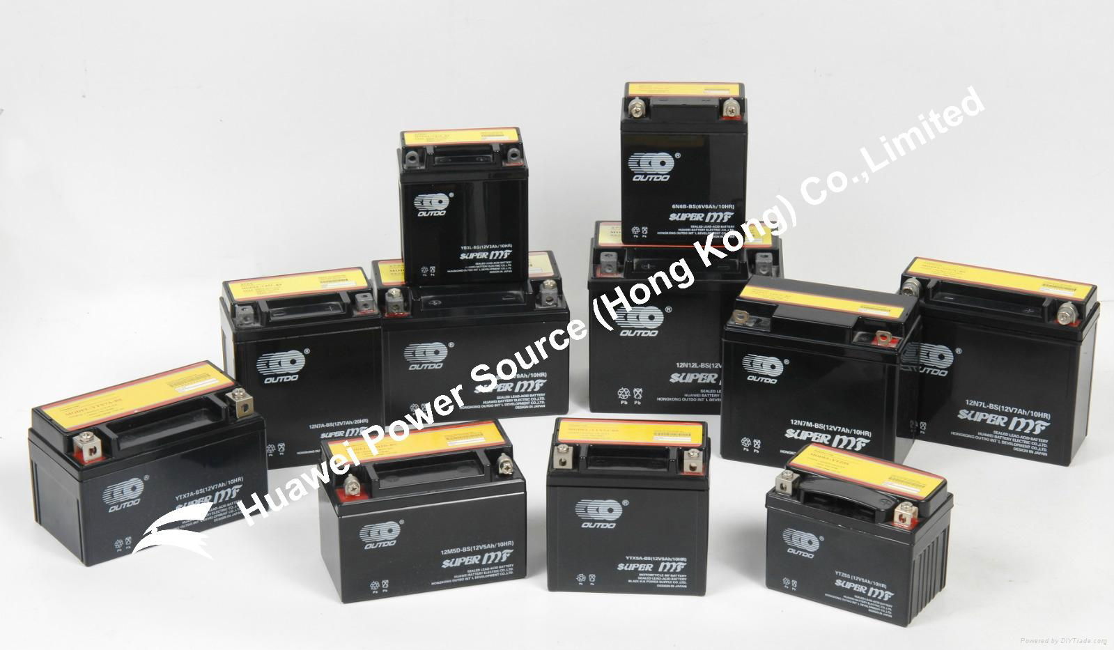 motorcycle battery 12N6.5LBS (MF) OUTDO Battery (Hong Kong