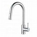 Single lever pull-out kitchen faucet