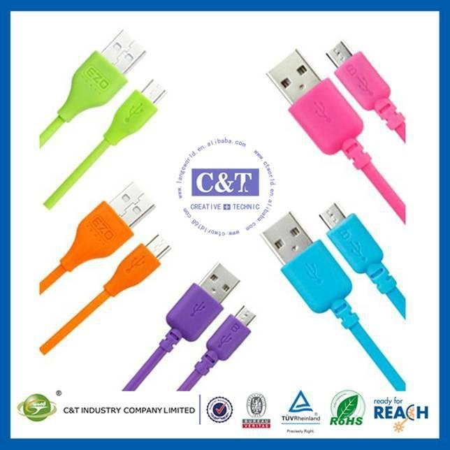 C&T Wholesale accessories Smile Face SYNC Flat Cord Charger led light cable micr 5