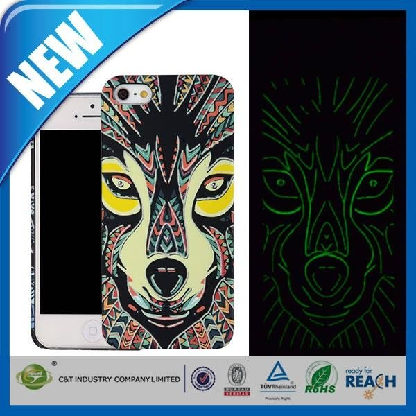 C&T Wolf Aztec Animal Faces Luminous Glow in the Dark Cover Case FOR IPHONE 6 2
