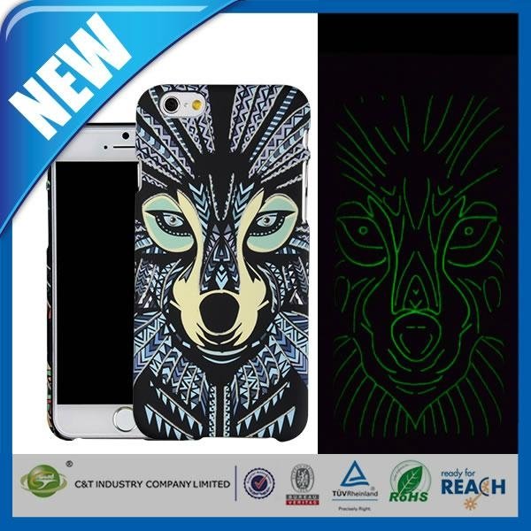 C&T Wolf Aztec Animal Faces Luminous Glow in the Dark Cover Case FOR IPHONE 6 3