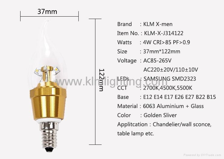 4W E14 LED金色透明球泡燈泡8顆三星SMD2323