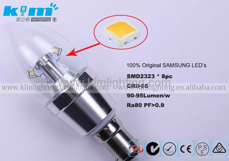 B15 4W SMD High Lumen C37 LED Candle Bulb  2