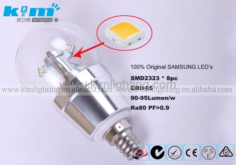 4w E12 silver led candle light buld samsung SMD 2323 3