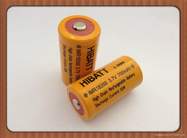 flat top/ button top rechargeable hibatt  IMR 18350 battery  3.7V 700mah  2