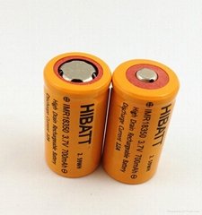 flat top/ button top rechargeable hibatt  IMR 18350 battery  3.7V 700mah 