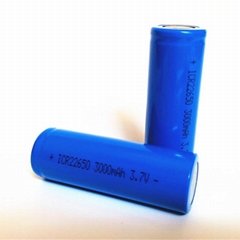 Flat top lithium ion battery ICR 22650 3000mah 3.7v for flash light 