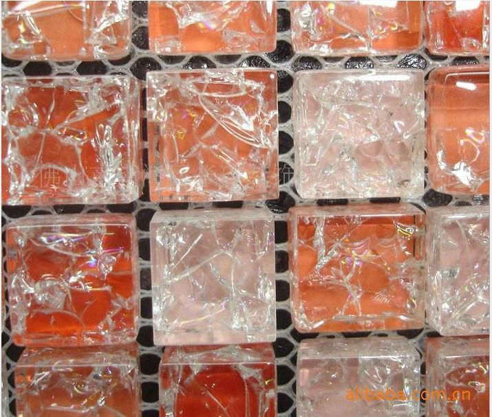 紅色冰裂水晶玻璃馬賽克背景牆   3