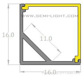 LED aluminum profiles for LED strips 16*16mm for PCB width 10mm 2