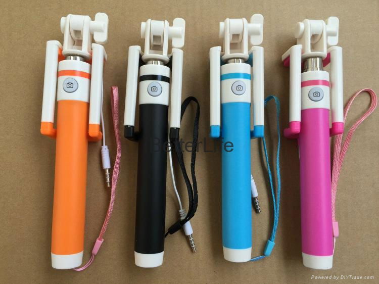 Mini Handheld Wired Remote Shutter Selfie Stick Monopod for iPhone 5S 6 Samsung 2