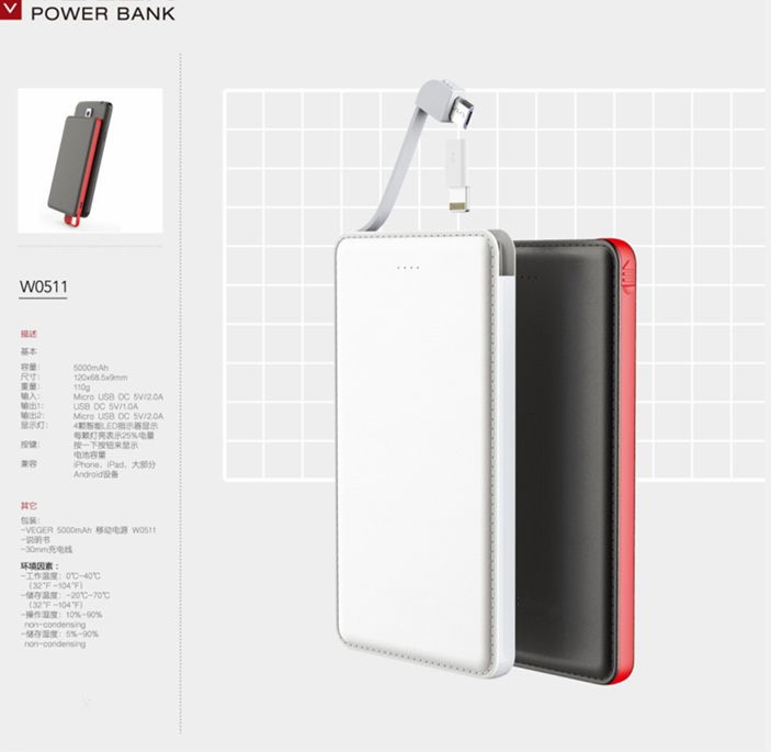 Promotional Gifts Ultra-thin External Portable Credit Card Size 4000 Power Bank 5