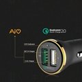 aluminum alloy univeral portable dual usb part QC 2.0 car charger adapter
