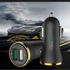 aluminum alloy univeral portable dual usb part QC 2.0 car charger adapter