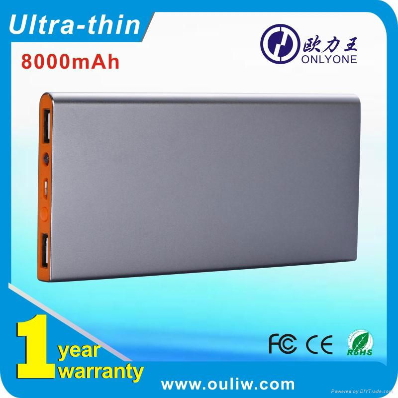 Ultra thin with double outport USB Power bank 5