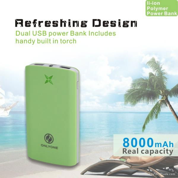 Polymer portable 8000mAH power bank for smart phone tablet PSP etc