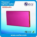 Mobile External Battery Charger USB Portable Power Bank 4000mah Made in China 3