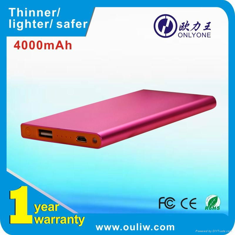 Led indicator Ultra Slim Power Bank with built in torch-4000mAh