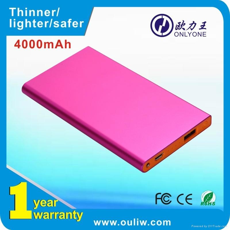 Led indicator Ultra Slim Power Bank with built in torch-4000mAh 2
