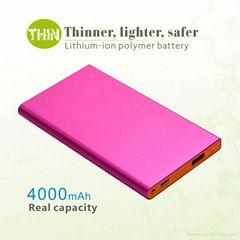 4000mAh Polymer battery super thin power battery bank  mobile charger