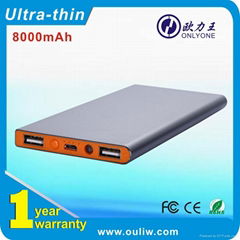 Ultra-thin 8000mAh  metal case power