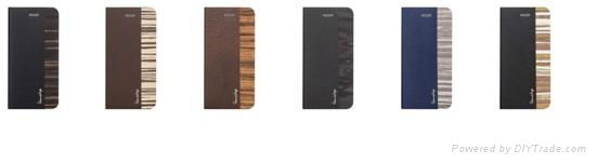 Wood Skin With Leather Folio Protection Case for iPhone 6 2