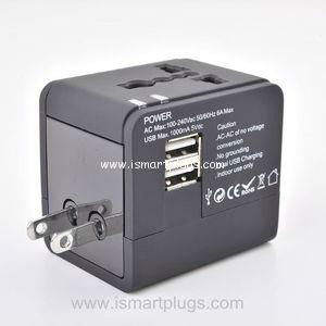 Universal Travel Power Adapter Plug Charger With 2 Port 1A USB for Cell Phone 