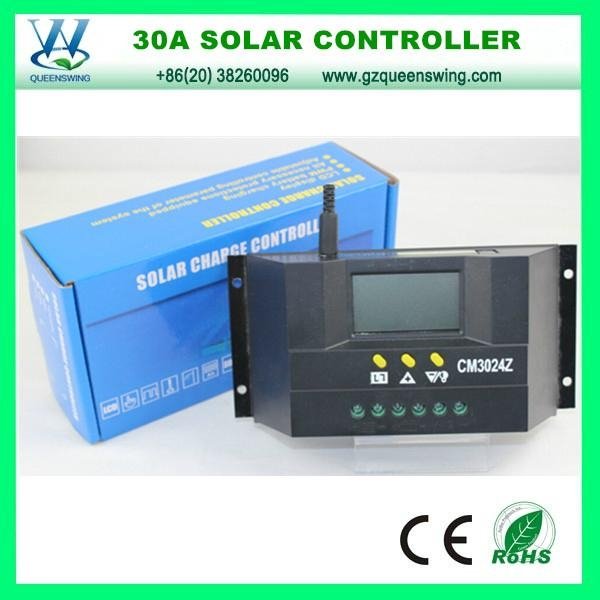 12V/24V 30A PWM Solar Charge Controller with LCD Screen (QWP-1430RSL)