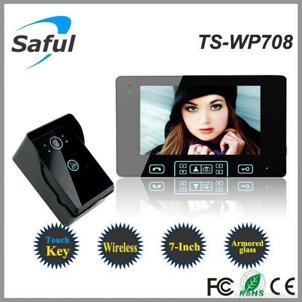 Saful TS-WP708 High-strength tempering glass Wireless Video Door Phone