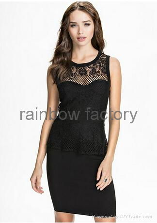 New Model Dress 2014 Women Black Lace Bodycon Club Clothes 2