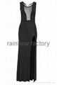 Long Black Dress Sexy Black Mesh Patchwork High Split Plus Size Gowns 3