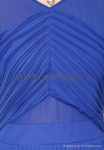 Fashion Dress Design Blue Sleeveless Pleated Long Maxi Dress 5