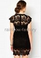 New Ladies Dress Cap Sleeve Black Lace Peplum Plus Size Dress 3