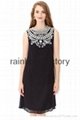 Clothing Design Black Sleeveless Embellishment Tunic Chiffon Dresses